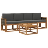 vidaXL Set de canapele de exterior cu pernă 4 pcs Natural și Antracit 3384968