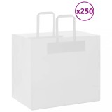vidaXL Pungi de h&acirc;rtie 250 buc cu m&acirc;nere albe 32x22x28 cm