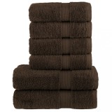 VidaXL Set de prosoape premium SOLUND, 6 piese, maro, 600 g/m&sup2;