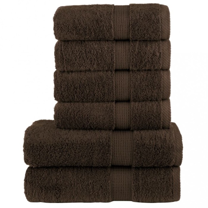Set de prosoape premium SOLUND, 6 piese, maro, 600 g/m&sup2;