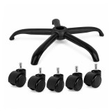 Cumpara ieftin Set baza pentru si role pentru scaun de birou DEPOX&reg;, PVC, 5 bucati, negru, 64 cm
