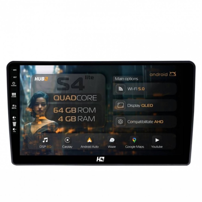 Navigatie Hyundai I40 (2012-2020) 4GB RAM Android 13 Quadcore DSP GPS Wi-FI Carplay Android Auto USB Bluetooth Waze Touchscreen 9 inch