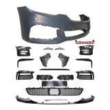 Set bara fata BMW Seria 5, 05.20, cu 6 gauri senzori parcare; grunduit, de vopsit; type M-Performance; cu grile inferioare, cu bandouri, cu spoiler;