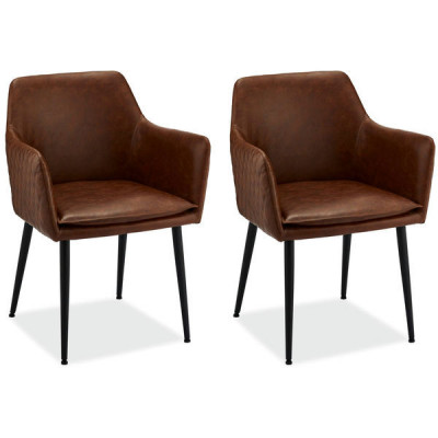 Set of 2 Light Brown Dining Chairs Shiva foto