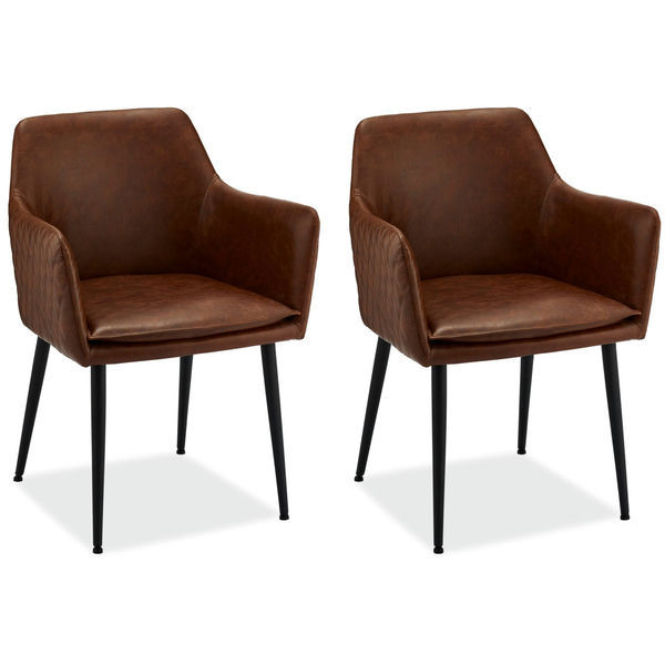 Set of 2 Light Brown Dining Chairs Shiva