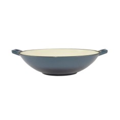 Vas de fonta tip Wok, emailat, albastru, 35.5x11 cm, Perfect Home foto