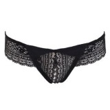Chiloti String Dama cu Dantela si Strasuri, Negru, CMCLASS