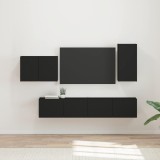 Cumpara ieftin Set Dulap pentru Televizor Montat pe Perete 4 buc. Negru