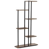 Etajera cu 6 rafturi din metal si MDF, 60x20x113 cm, negru si maro Household NewTrend