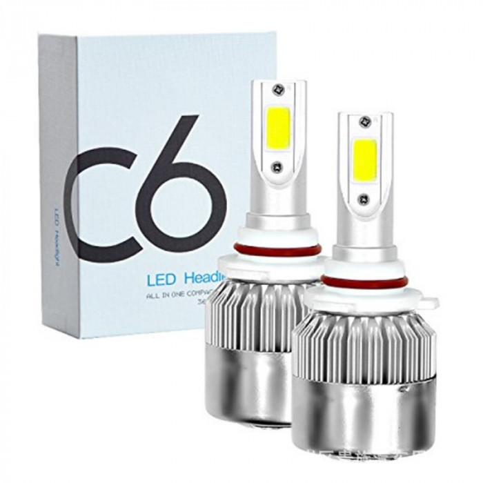 Set 2 LED-uri Auto Techstar&reg; C6, 9006, 36w, 3800 Lumeni, 6500K, AUTO, 12-24 Volti, COB