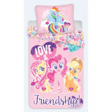 Cumpara ieftin Lenjerie de pat My Little Pony Friendship, 2 Fete, 2 Piese, 100A 135 cm, 40A 60 cm, 100% Bumbac