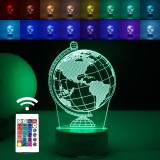 Lampa led decorativa, flippy, 3d, globul pamantesc, doua moduri de alimentare usb si baterii, 20 cm inaltime, din material acril si lumina multicolora