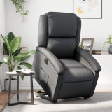 VidaXL Fotoliu rabatabil electric cu ridicare, negru, piele naturală 3204270