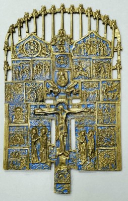 Iisus Rastignit, Crucifix din Bronz, Rusia, Secol 19 foto