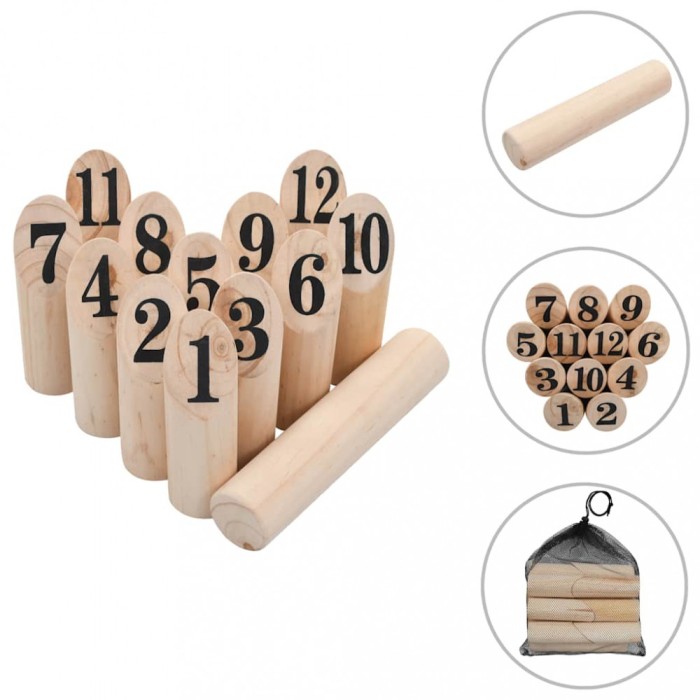 vidaXL Set pentru joc Kubb cu numere, lemn