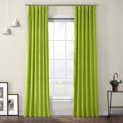 Draperie din catifea cu rejansa din bumbac tip fagure, Madison, 200x230 cm, densitate 700 g/ml, Lime, 1 buc foto