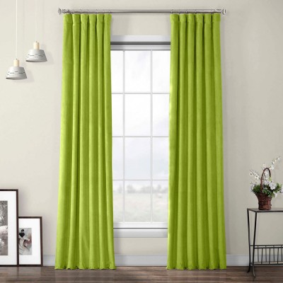 Set draperii din catifea cu rejansa din bumbac tip fagure, Madison, 150x240 cm, densitate 700 g/ml, Lime, 2 buc foto