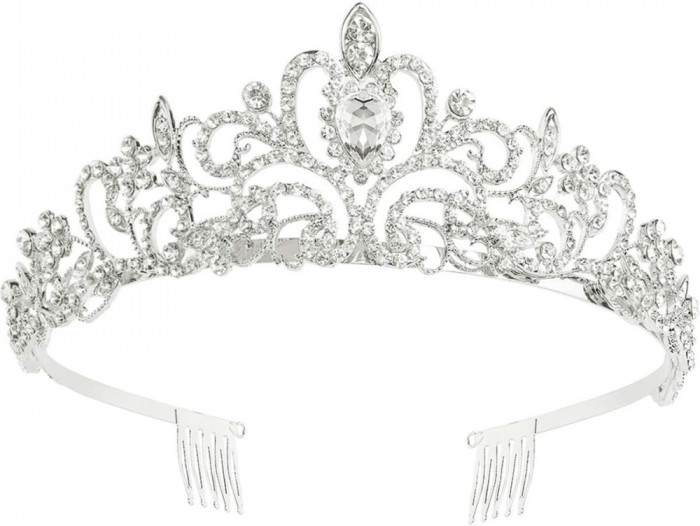 Coroană de diademă de cristal Mone cu bentiță de pieptene pentru nuntă, bal de a
