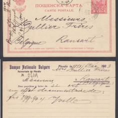 Bulgaria 1874 Postcard, to Belgium RANSART via PHILIPOPPLE D.096