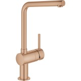 Baterie bucatarie Grohe, Brushed Warm Sunset, Minta, monocomanda, pipa inalta, cartus ceramic, pivotanta, mat, warm sunset