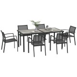 Outsunny Set Masa de Grădină 7 Piese, Scaune Stivuibile, Set Masa Exterior pentru Terasă, Design Modern și Confortabil | Aosom Romania