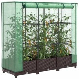 Strat &icirc;nălțat cu husă de seră, aspect ratan, 120x40x123 cm