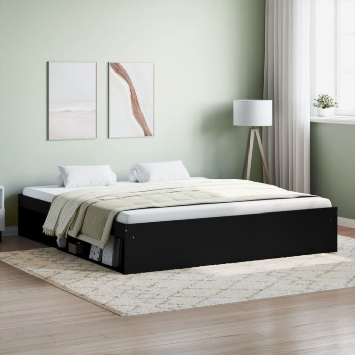 Cadru pat, negru, 180x200 cm, Super King Size GartenMobel Dekor