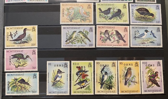 PC496 - Montserrat 1984 Fauna/ Pasari (supratipar O.H.M.S.), serie MNH, 14v