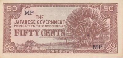 Bancnota Malaya 50 Centi (1942) - PM4b UNC ( ocupatia japoneza - vezi descriere ) foto