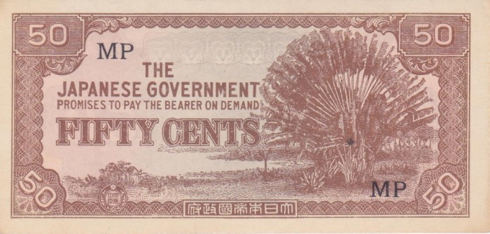 Bancnota Malaya 50 Centi (1942) - PM4b UNC ( ocupatia japoneza - vezi descriere )