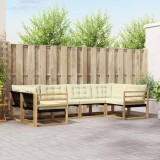vidaXL Set de canapele de exterior cu pernă 6 pcs Alb și crem 3389008