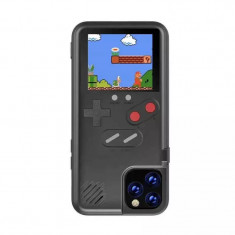 Husa model consola cu jocuri retro pentru iPhone 11, Gonga&reg; Negru