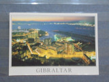 GIBRALTAR - VEDERE AERIANA A ORASULUI PORT NOAPTEA, IN FUNDAL TARMUL MAROCULUI