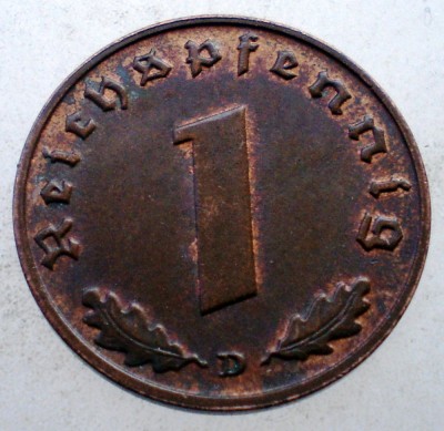 2.576 GERMANIA WWII 1 REICHSPFENNIG 1939 D XF foto