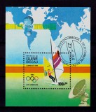 ✅( C30 ) Guinea Bissau 1984 " Sport - J.O. de Vara Los Angeles '84 ", colita 260 Mi. 772 CV 10&euro; , stampila Prima Zi