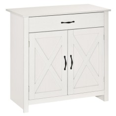 HOMCOM Bufet de Bucătărie cu Sertar 2 Uși și Raft Interior Mobilier Auxiliar Decorativ 80x39,7x80 cm Alb Spălat | Aosom Romania