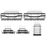 Set 5 polite metalice pentru dus cu montaj autoadeziv, inox, negru mat Household NewTrend