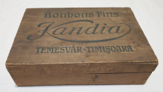 Cutie veche dulciuri Bomboane fine de ciocolata KANDIA Timisoara anii 1900 -1920 foto