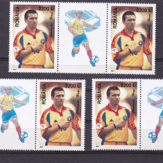 FOOTBAL,HAGI,serie cu vinieta staga dreapta+ triptic cu vig,2001 MNH ** ROMANIA