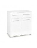 Comoda dormitor HM Lima KM1, Pal Melaminat, cu 2 usi, un sertar, cant ABS, alb