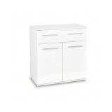 Comoda dormitor HM Lima KM1, Pal Melaminat, cu 2 usi, un sertar, cant ABS, alb