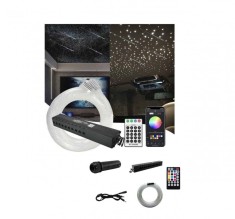 Kit complet plafon instelat fibra optica 700 fire LED multicolor cu efect meteorit si Stea Cazatoare Bluetooth ,aplicatie IOS Android