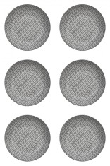 Set farfurii 6 piese pentru supa, Portelan, Albe, Model Gri, diametru 20 cm