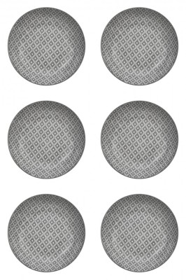 Set farfurii 6 piese pentru supa, Portelan, Albe, Model Gri, diametru 20 cm foto
