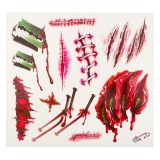 Tatuaje temporare cu rani si cusaturi, efect realist, rosu, set pentru Halloween, CMCLASS