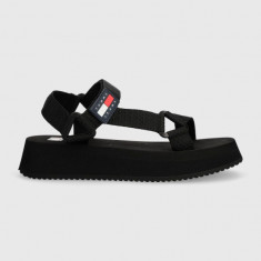 Tommy Jeans sandale TJW EVA SANDAL femei, culoarea negru, cu platforma, EN0EN02466