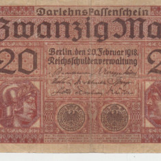 M1 - Bancnota foarte veche - Germania - 20 marci - 1918