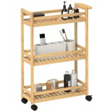 HOMCOM Cos de servit, 3 etaje, grinzi lamelare, protectie anti-cadere, bambus, 55 x 20 x 75 cm | Aosom Romania
