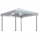 Pavilion cu șiruri de lumini LED, crem, 300x300 cm, aluminiu