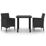 Cumpara ieftin Set mobilier de gradina cu perne, 3 piese, poliratan si sticla
